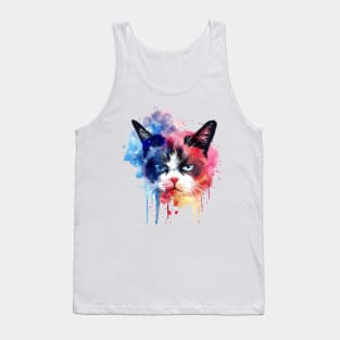 Cat Water Color Pop Art Design for Cat Lover Tank Top